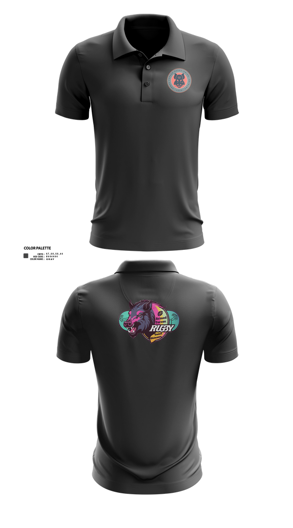 Short Sleeve Performance Polo, Black Boars, Rugby, Teamtime, Team time, sublimation, custom sports apparel, team uniforms, spirit wear, spiritwear, sports uniforms, custom shirts, team store, custom team store, fundraiser sports, apparel fundraiser