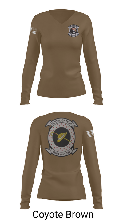 VMFA-332 The Moonlighters 29098342 Women's Long Sleeve V-neck Shirt - 17