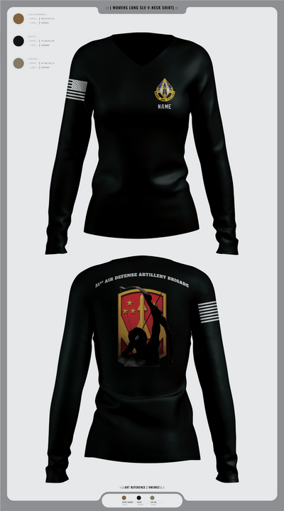 31st Air Defense Artillery Brigade 63211625 Women's Long Sleeve V-neck Shirt -1 11