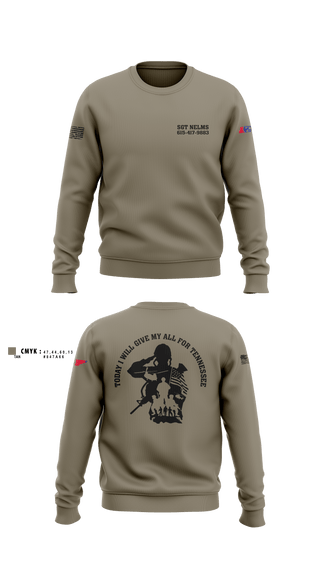 Crew Neck Sweatshirt, SGT Nelms, National Guard, Teamtime, Team time, sublimation, custom sports apparel, team uniforms, spirit wear, spiritwear, sports uniforms, custom shirts, team store, custom team store, fundraiser sports, apparel fundraiser