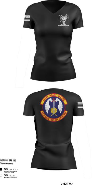 Womens Short Sleeve Vneck Shirt, 23 FSS823 Base Defense SquadronTask Force Joker, Air Force, Teamtime, Team time, sublimation, custom sports apparel, team uniforms, spirit wear, spiritwear, sports uniforms, custom shirts, team store, custom team store, fundraiser sports, apparel fundraiser