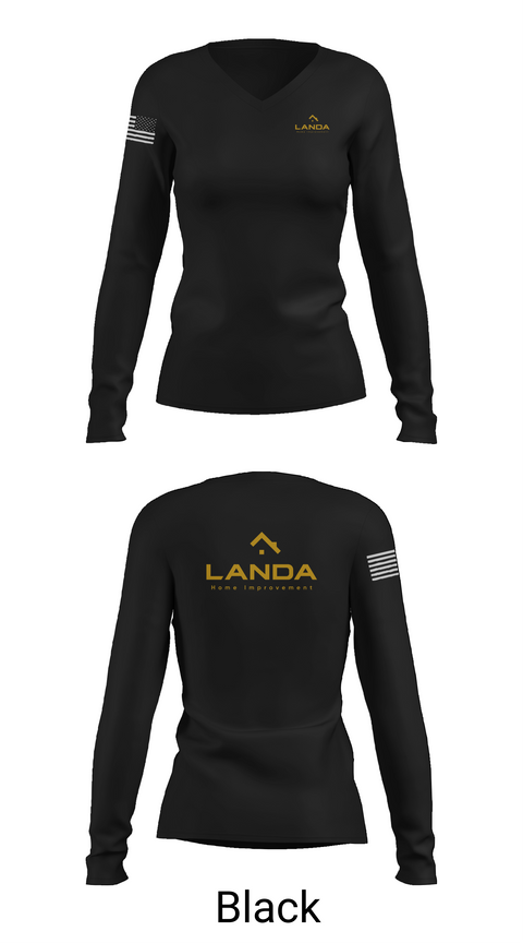 Womens Long Sleeve Vneck Shirt, Landa Home Improvement, , Teamtime, Team time, sublimation, custom sports apparel, team uniforms, spirit wear, spiritwear, sports uniforms, custom shirts, team store, custom team store, fundraiser sports, apparel fundraiser