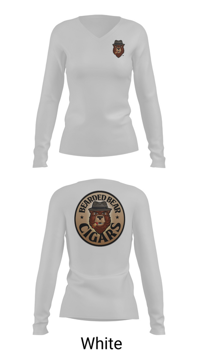 Bearded Bear Cigars 58780809 Women's Long Sleeve V-neck Shirt - 16