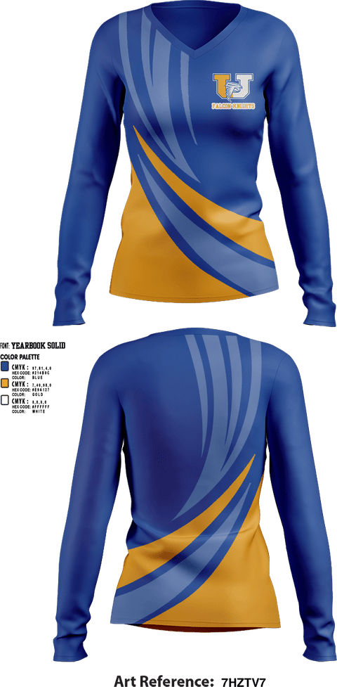 Womens Long Sleeve Vneck Shirt 1, FalconKnights, Cheer, Teamtime, Team time, sublimation, custom sports apparel, team uniforms, spirit wear, spiritwear, sports uniforms, custom shirts, team store, custom team store, fundraiser sports, apparel fundraiser