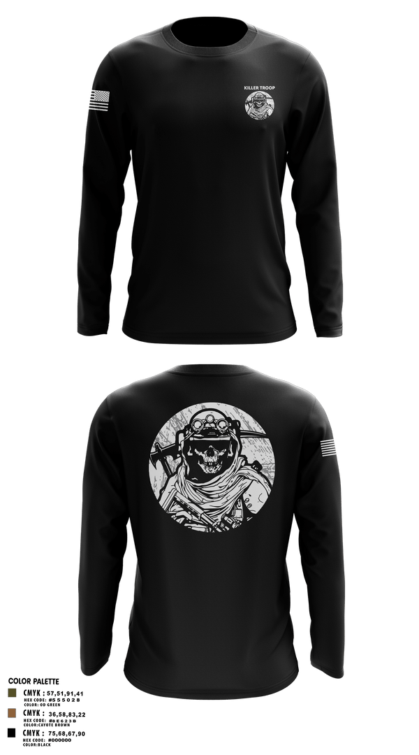 Long Sleeve Performance Polo, Killer Troop, Army, Teamtime, Team time, sublimation, custom sports apparel, team uniforms, spirit wear, spiritwear, sports uniforms, custom shirts, team store, custom team store, fundraiser sports, apparel fundraiser