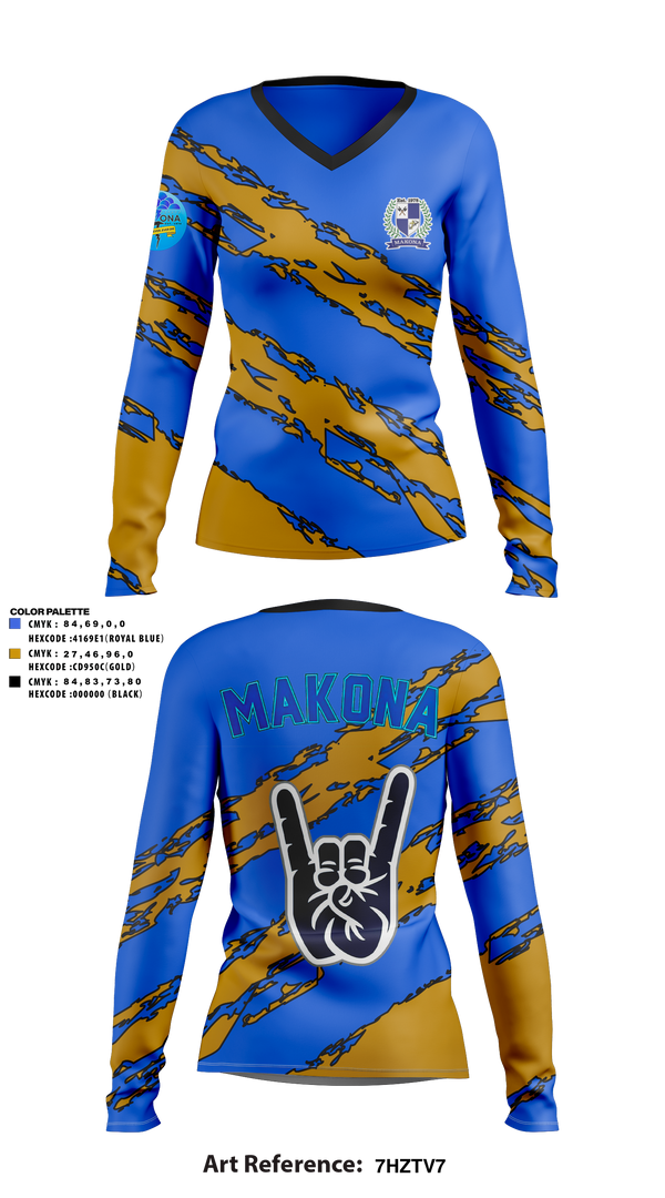 Womens Long Sleeve Vneck Shirt, MAKONA Fraternity, E-Sports, Teamtime, Team time, sublimation, custom sports apparel, team uniforms, spirit wear, spiritwear, sports uniforms, custom shirts, team store, custom team store, fundraiser sports, apparel fundraiser