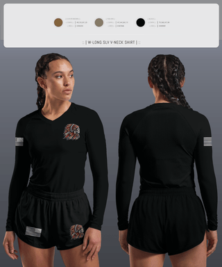 Womens Long Sleeve Vneck Shirt 1, Comanche Squad, Army, Teamtime, Team time, sublimation, custom sports apparel, team uniforms, spirit wear, spiritwear, sports uniforms, custom shirts, team store, custom team store, fundraiser sports, apparel fundraiser