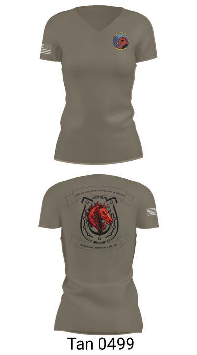 567 red horse 59779308 Women's Short Sleeve V-neck Shirt - 36