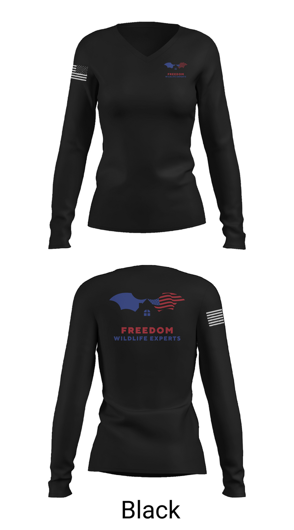 Womens Long Sleeve Vneck Shirt, FREEDOM WILDLIFE EXPERTS, , Teamtime, Team time, sublimation, custom sports apparel, team uniforms, spirit wear, spiritwear, sports uniforms, custom shirts, team store, custom team store, fundraiser sports, apparel fundraiser