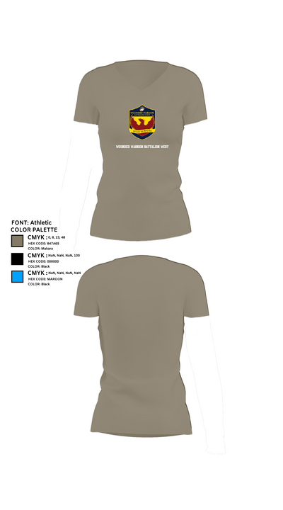 Wounded Warrior Battalion West 51783388 Women's Short Sleeve V-neck Shirt - 64
