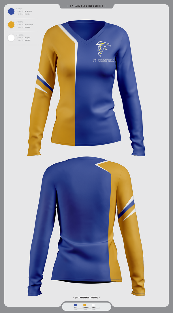 Womens Long Sleeve Vneck Shirt, Todd County High School Wrestling, Wrestling, Teamtime, Team time, sublimation, custom sports apparel, team uniforms, spirit wear, spiritwear, sports uniforms, custom shirts, team store, custom team store, fundraiser sports, apparel fundraiser