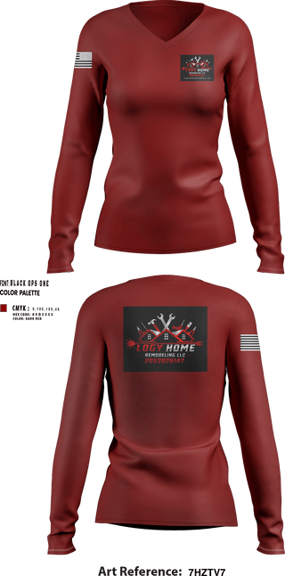 Womens Long Sleeve Vneck Shirt, Logy home construction & renovation LLC, , Teamtime, Team time, sublimation, custom sports apparel, team uniforms, spirit wear, spiritwear, sports uniforms, custom shirts, team store, custom team store, fundraiser sports, apparel fundraiser