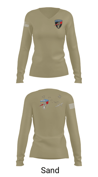 Womens Long Sleeve Vneck Shirt, 3-172 FiST, Army, Teamtime, Team time, sublimation, custom sports apparel, team uniforms, spirit wear, spiritwear, sports uniforms, custom shirts, team store, custom team store, fundraiser sports, apparel fundraiser