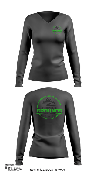 Womens Long Sleeve Vneck Shirt, Thriving Grounds Landscaping, , Teamtime, Team time, sublimation, custom sports apparel, team uniforms, spirit wear, spiritwear, sports uniforms, custom shirts, team store, custom team store, fundraiser sports, apparel fundraiser