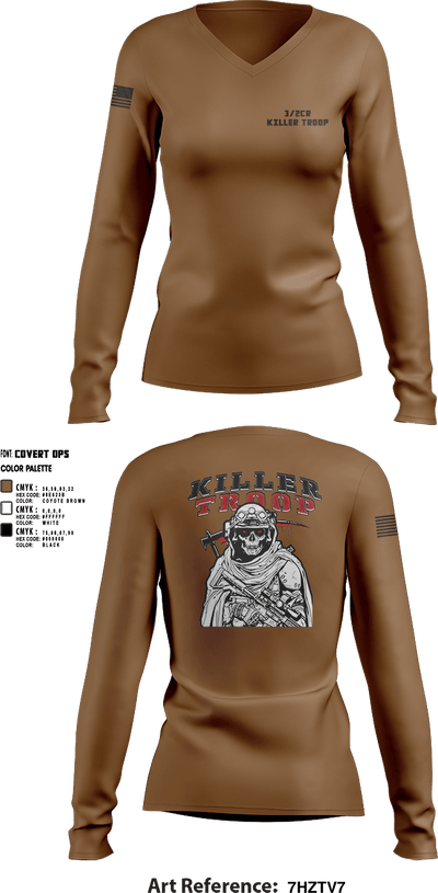 3/2CR Killer Troop 6220684 Women's Long Sleeve V-neck Shirt - 6