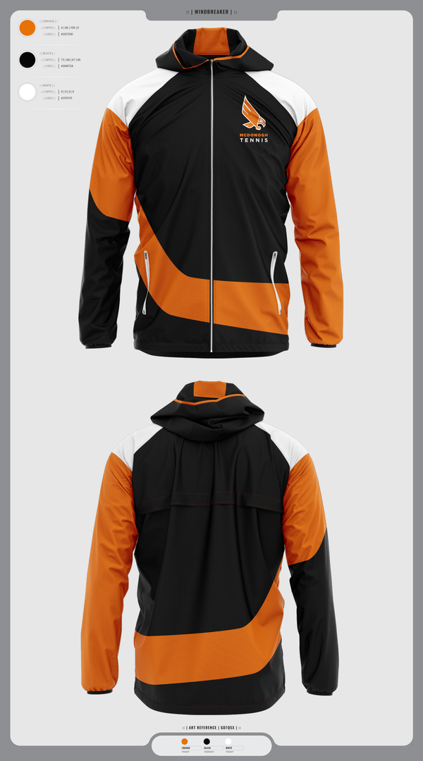 Windbreaker, Mcdonogh Girls Tennis, Tennis, Teamtime, Team time, sublimation, custom sports apparel, team uniforms, spirit wear, spiritwear, sports uniforms, custom shirts, team store, custom team store, fundraiser sports, apparel fundraiser