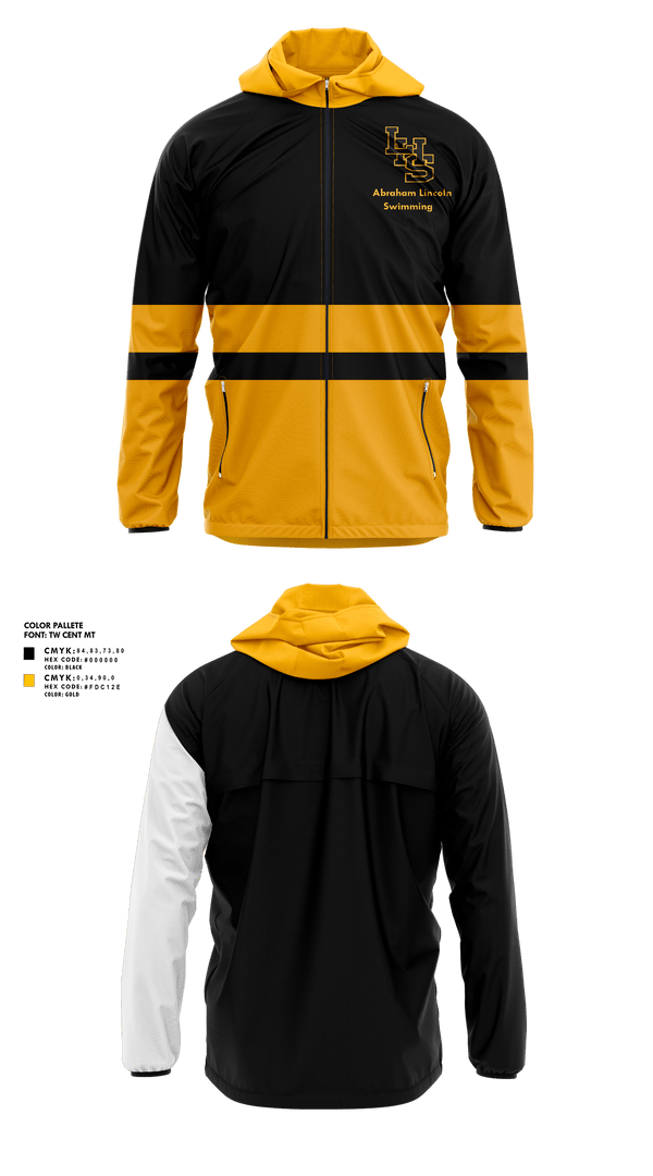 Windbreaker, Abraham Lincoln High School Swimming, Swimming, Teamtime, Team time, sublimation, custom sports apparel, team uniforms, spirit wear, spiritwear, sports uniforms, custom shirts, team store, custom team store, fundraiser sports, apparel fundraiser