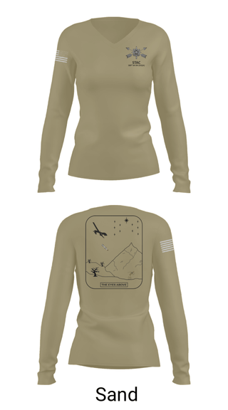 Womens Long Sleeve Vneck Shirt, STAC, 389th MI BN (SO)(A), Army, Teamtime, Team time, sublimation, custom sports apparel, team uniforms, spirit wear, spiritwear, sports uniforms, custom shirts, team store, custom team store, fundraiser sports, apparel fundraiser