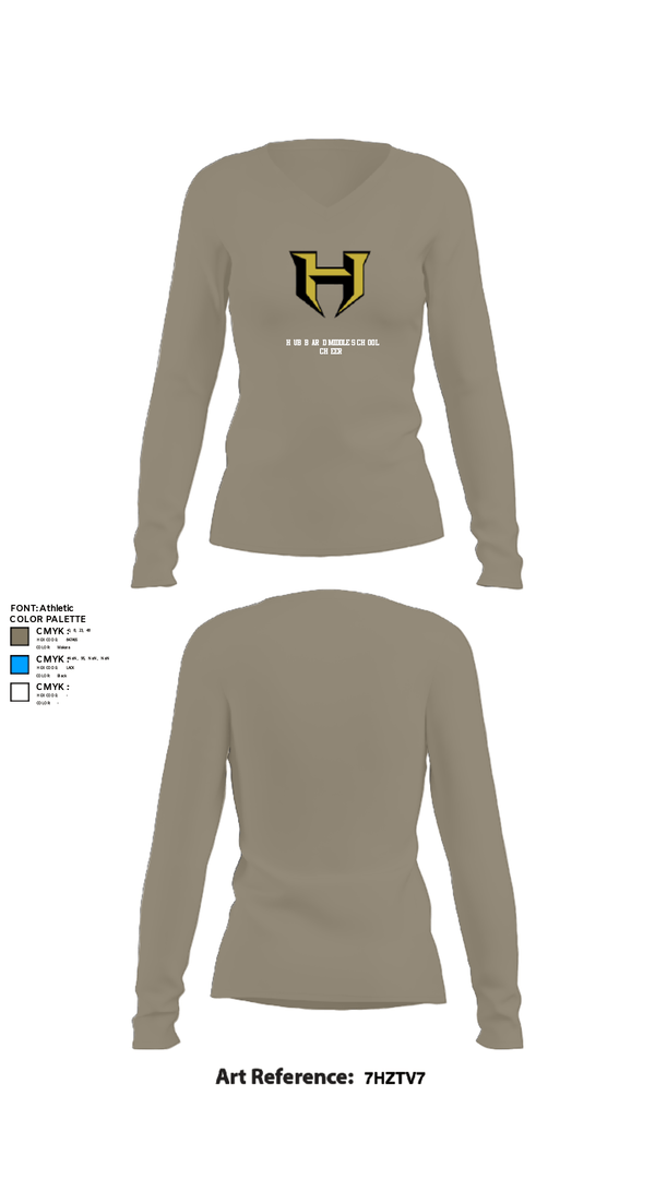 Womens Long Sleeve Vneck Shirt, Hubbard Middle School Cheer, Cheer, Teamtime, Team time, sublimation, custom sports apparel, team uniforms, spirit wear, spiritwear, sports uniforms, custom shirts, team store, custom team store, fundraiser sports, apparel fundraiser