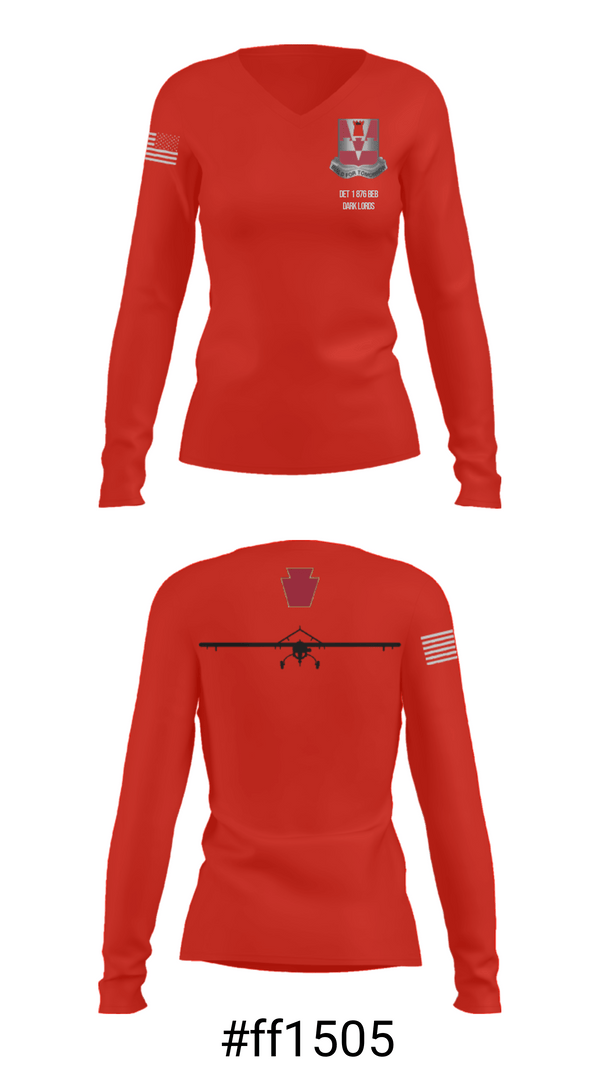 Women's Long Sleeve Vneck Shirt, Det 1 876 BEB, , Teamtime, Team time, sublimation, custom sports apparel, team uniforms, spirit wear, spiritwear, sports uniforms, custom shirts, team store, custom team store, fundraiser sports, apparel fundraiser