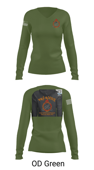 Womens Long Sleeve Vneck Shirt 1, FMS Moore, Army, Teamtime, Team time, sublimation, custom sports apparel, team uniforms, spirit wear, spiritwear, sports uniforms, custom shirts, team store, custom team store, fundraiser sports, apparel fundraiser