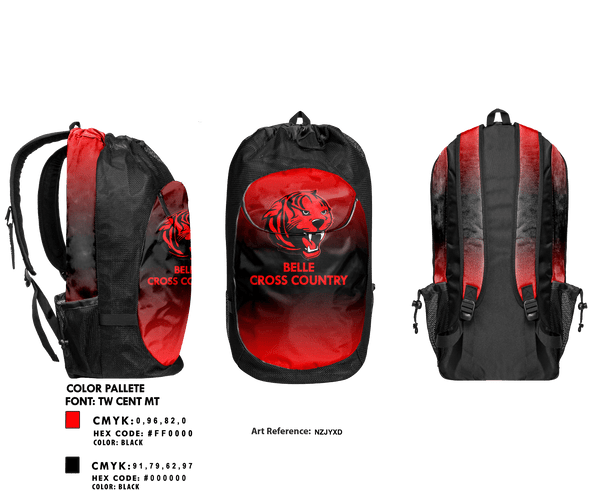 Gear Bag, Belle High School Cross Country, Cross Country, Teamtime, Team time, sublimation, custom sports apparel, team uniforms, spirit wear, spiritwear, sports uniforms, custom shirts, team store, custom team store, fundraiser sports, apparel fundraiser