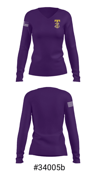 Women's Long Sleeve Vneck Shirt, Tucumcari High School Baseball, Baseball, Teamtime, Team time, sublimation, custom sports apparel, team uniforms, spirit wear, spiritwear, sports uniforms, custom shirts, team store, custom team store, fundraiser sports, apparel fundraiser