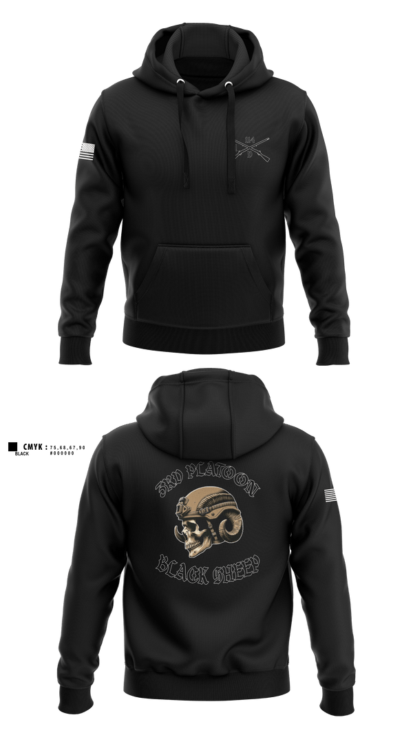 Hoodie, 3rd PLT black sheep, Army, Teamtime, Team time, sublimation, custom sports apparel, team uniforms, spirit wear, spiritwear, sports uniforms, custom shirts, team store, custom team store, fundraiser sports, apparel fundraiser