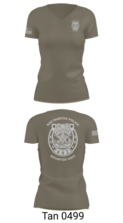 San Marcos Police Mounted Unit 48191371 Women's Short Sleeve V-neck Shirt - 65