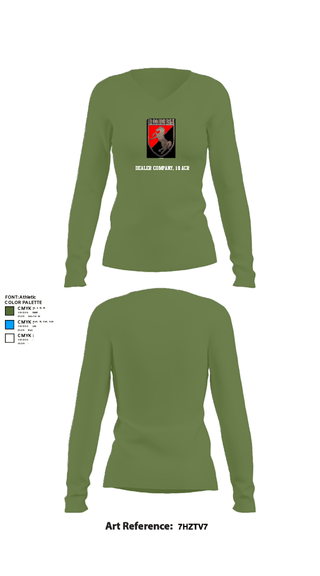 Womens Long Sleeve Vneck Shirt, Dealer Company, 1/11 ACR, Army, Teamtime, Team time, sublimation, custom sports apparel, team uniforms, spirit wear, spiritwear, sports uniforms, custom shirts, team store, custom team store, fundraiser sports, apparel fundraiser