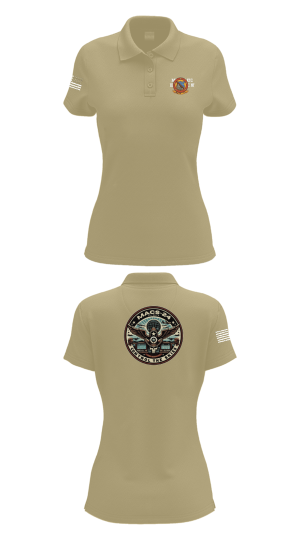 Women's Short Sleeve Performance Polo, MACS 24 ATC Detachment A, Marines, Teamtime, Team time, sublimation, custom sports apparel, team uniforms, spirit wear, spiritwear, sports uniforms, custom shirts, team store, custom team store, fundraiser sports, apparel fundraiser