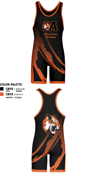 Wrestling Singlet, Oliver Ames High School Wrestling, Wrestling, Teamtime, Team time, sublimation, custom sports apparel, team uniforms, spirit wear, spiritwear, sports uniforms, custom shirts, team store, custom team store, fundraiser sports, apparel fundraiser