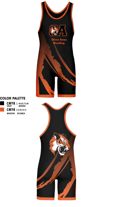 Oliver Ames High School Wrestling 5385977 Wrestling Singlet - 1
