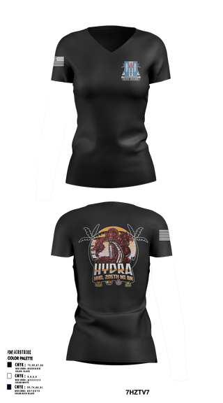 Womens Short Sleeve Vneck Shirt, HHD 205th MI BN, Army, Teamtime, Team time, sublimation, custom sports apparel, team uniforms, spirit wear, spiritwear, sports uniforms, custom shirts, team store, custom team store, fundraiser sports, apparel fundraiser