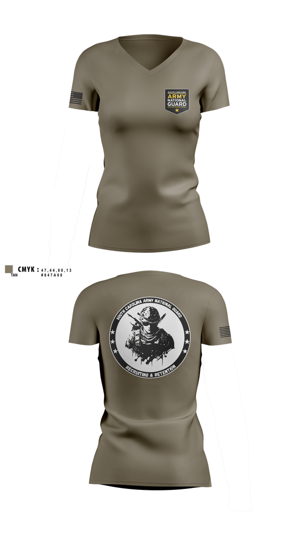 Womens Short Sleeve Vneck Shirt, Recruiting & Retention, National Guard, Teamtime, Team time, sublimation, custom sports apparel, team uniforms, spirit wear, spiritwear, sports uniforms, custom shirts, team store, custom team store, fundraiser sports, apparel fundraiser