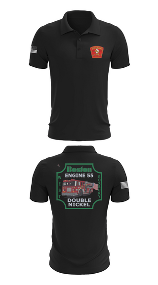 Short Sleeve Performance Polo, Boston Fire Department Engine 55, , Teamtime, Team time, sublimation, custom sports apparel, team uniforms, spirit wear, spiritwear, sports uniforms, custom shirts, team store, custom team store, fundraiser sports, apparel fundraiser