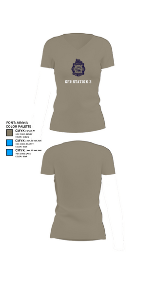 Womens Short Sleeve Vneck Shirt, GFR Station 3, Fire Department, Teamtime, Team time, sublimation, custom sports apparel, team uniforms, spirit wear, spiritwear, sports uniforms, custom shirts, team store, custom team store, fundraiser sports, apparel fundraiser