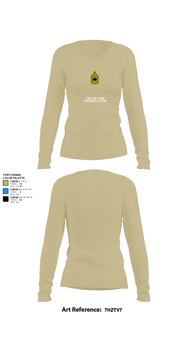 Womens Long Sleeve Vneck Shirt, Pearl City Army Recruiting Station, Army, Teamtime, Team time, sublimation, custom sports apparel, team uniforms, spirit wear, spiritwear, sports uniforms, custom shirts, team store, custom team store, fundraiser sports, apparel fundraiser