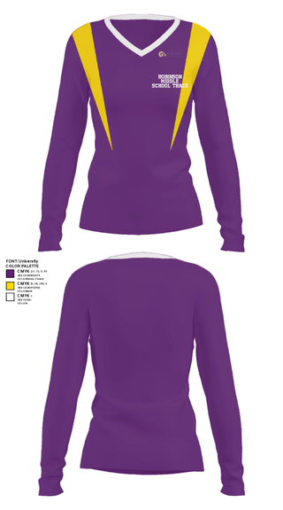 Women's Long Sleeve Vneck Shirt, Robinson Middle School Track, Track & Field, Teamtime, Team time, sublimation, custom sports apparel, team uniforms, spirit wear, spiritwear, sports uniforms, custom shirts, team store, custom team store, fundraiser sports, apparel fundraiser