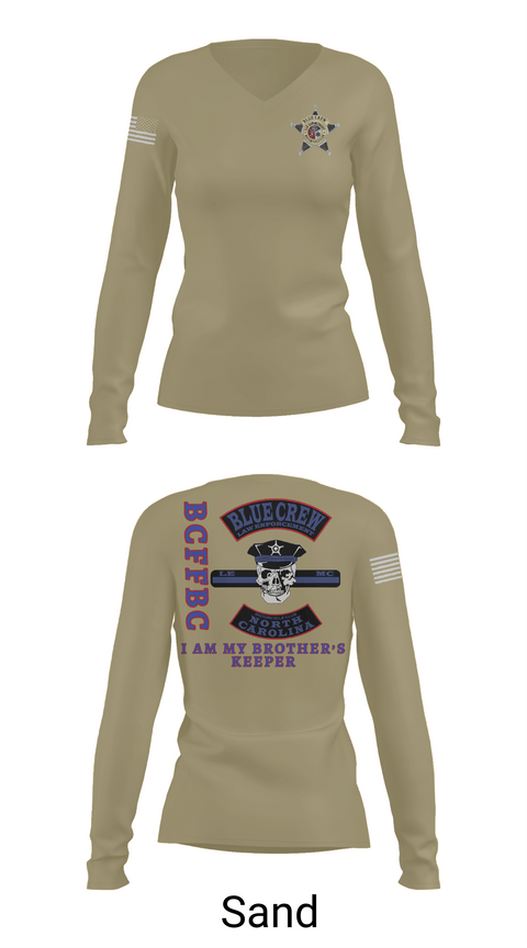 Womens Long Sleeve Vneck Shirt, Bluecrew law enforcement motorcycle club, , Teamtime, Team time, sublimation, custom sports apparel, team uniforms, spirit wear, spiritwear, sports uniforms, custom shirts, team store, custom team store, fundraiser sports, apparel fundraiser