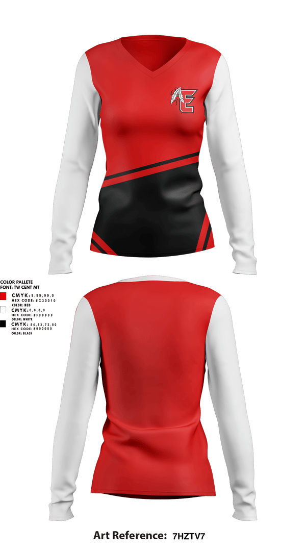 Womens Long Sleeve Vneck Shirt, EHS Track & Field, Track & Field, Teamtime, Team time, sublimation, custom sports apparel, team uniforms, spirit wear, spiritwear, sports uniforms, custom shirts, team store, custom team store, fundraiser sports, apparel fundraiser