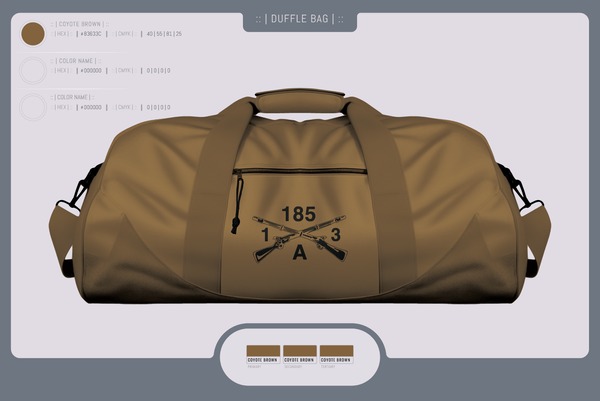Duffle Bag, ACO 1-185INF, Army, Teamtime, Team time, sublimation, custom sports apparel, team uniforms, spirit wear, spiritwear, sports uniforms, custom shirts, team store, custom team store, fundraiser sports, apparel fundraiser
