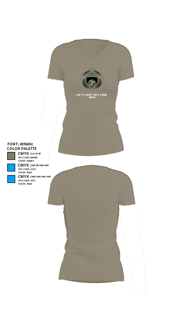 Women's Short Sleeve Vneck Shirt, North Valley Youth Soccer League, Men's Soccer, Teamtime, Team time, sublimation, custom sports apparel, team uniforms, spirit wear, spiritwear, sports uniforms, custom shirts, team store, custom team store, fundraiser sports, apparel fundraiser