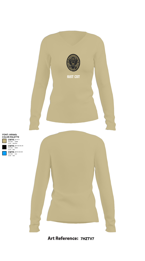 Womens Long Sleeve Vneck Shirt, 61st CST, Army, Teamtime, Team time, sublimation, custom sports apparel, team uniforms, spirit wear, spiritwear, sports uniforms, custom shirts, team store, custom team store, fundraiser sports, apparel fundraiser