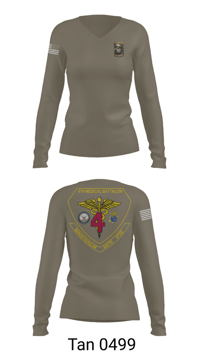 4th Med Battalion 81744782 Women's Long Sleeve V-neck Shirt - 77
