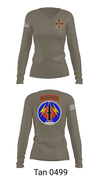 Womens Long Sleeve Vneck Shirt, 4/9 Field Artillery 56 Command (Pershing), Army, Teamtime, Team time, sublimation, custom sports apparel, team uniforms, spirit wear, spiritwear, sports uniforms, custom shirts, team store, custom team store, fundraiser sports, apparel fundraiser