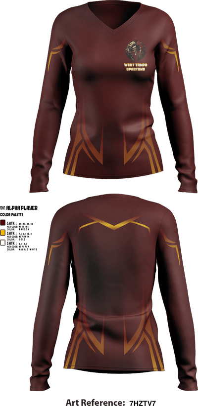 West Tampa spartans 17647688 Women's Long Sleeve V-neck Shirt -1 1