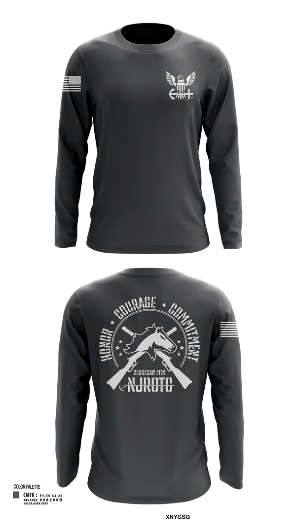 Long Sleeve Performance Shirt, Kennesaw Mountain NJROTC, Navy, Teamtime, Team time, sublimation, custom sports apparel, team uniforms, spirit wear, spiritwear, sports uniforms, custom shirts, team store, custom team store, fundraiser sports, apparel fundraiser