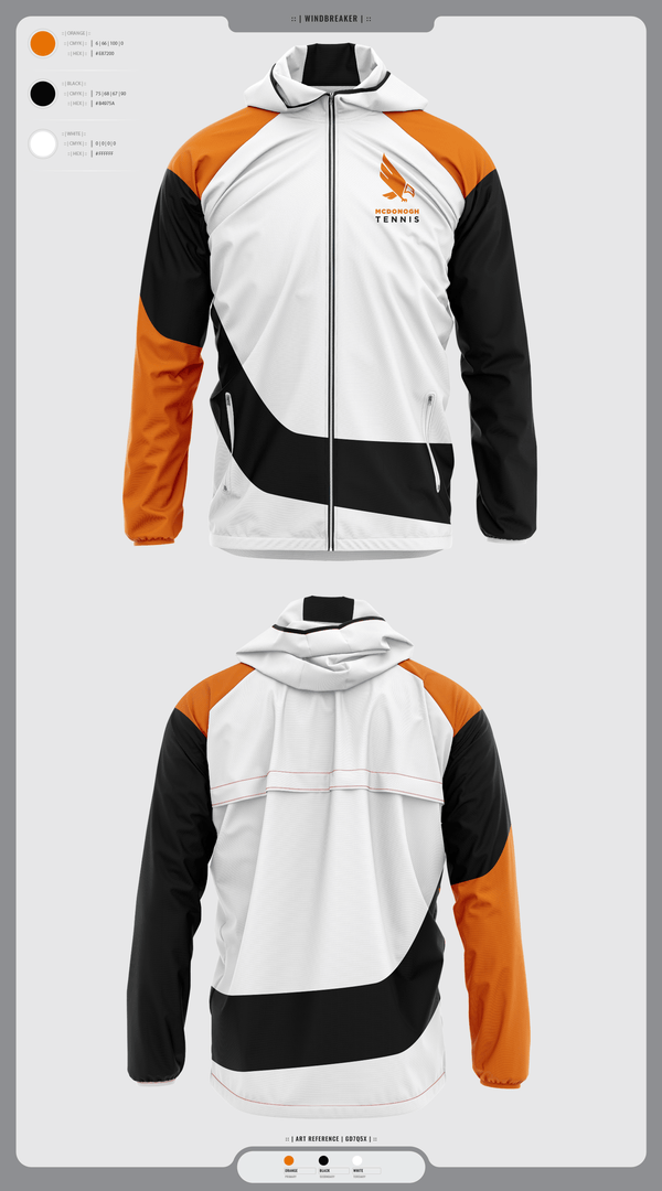 Windbreaker, Mcdonogh Girls Tennis, Tennis, Teamtime, Team time, sublimation, custom sports apparel, team uniforms, spirit wear, spiritwear, sports uniforms, custom shirts, team store, custom team store, fundraiser sports, apparel fundraiser
