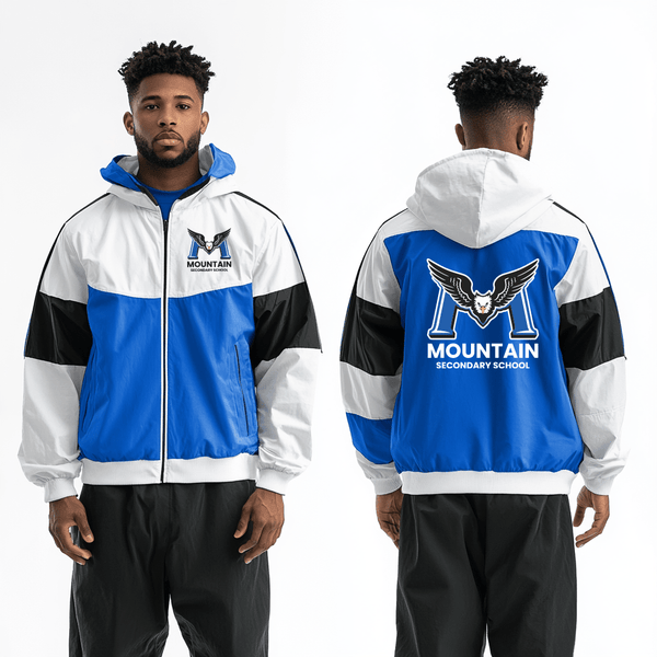 Windbreaker, R.E. Mountain Secondary School, Spirit Store, Teamtime, Team time, sublimation, custom sports apparel, team uniforms, spirit wear, spiritwear, sports uniforms, custom shirts, team store, custom team store, fundraiser sports, apparel fundraiser